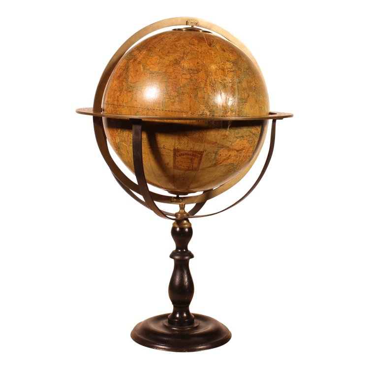 Globe Terrestre Par E. Girard Et Boite Paris- 19° Siècle