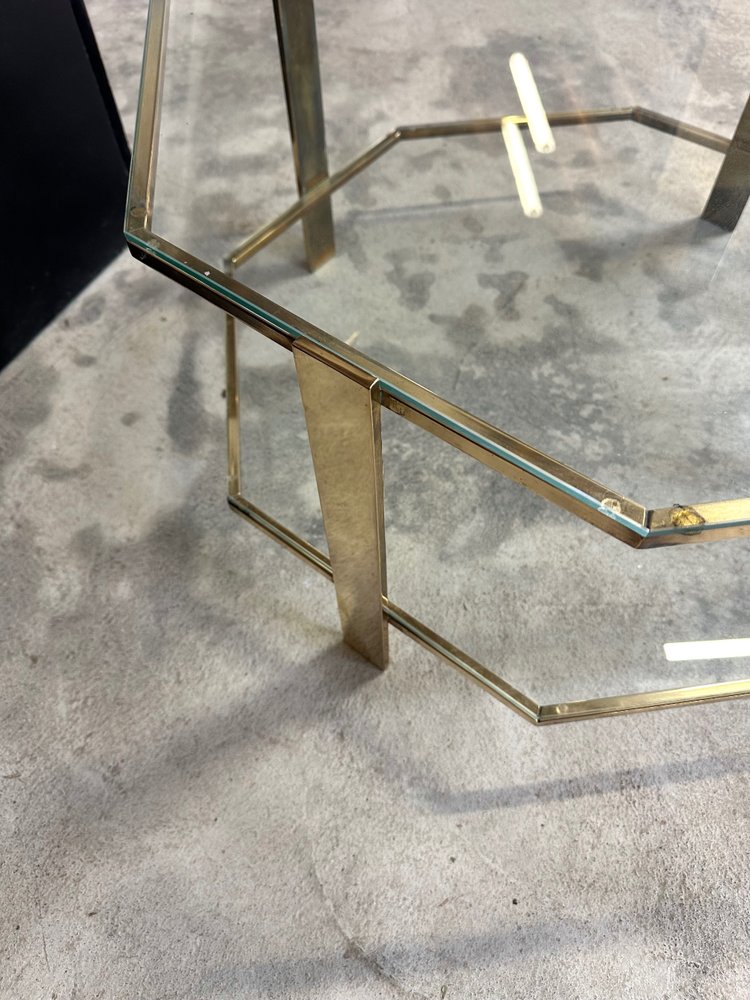Table basse octogonale en bronze 1960s