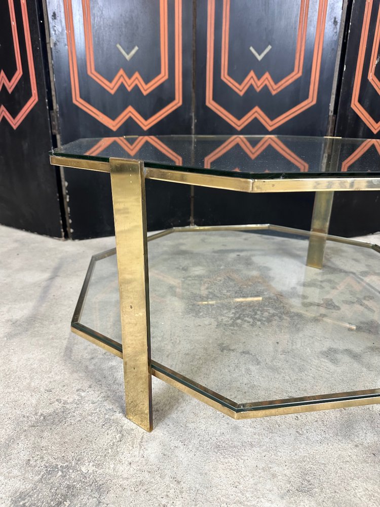 Table basse octogonale en bronze 1960s