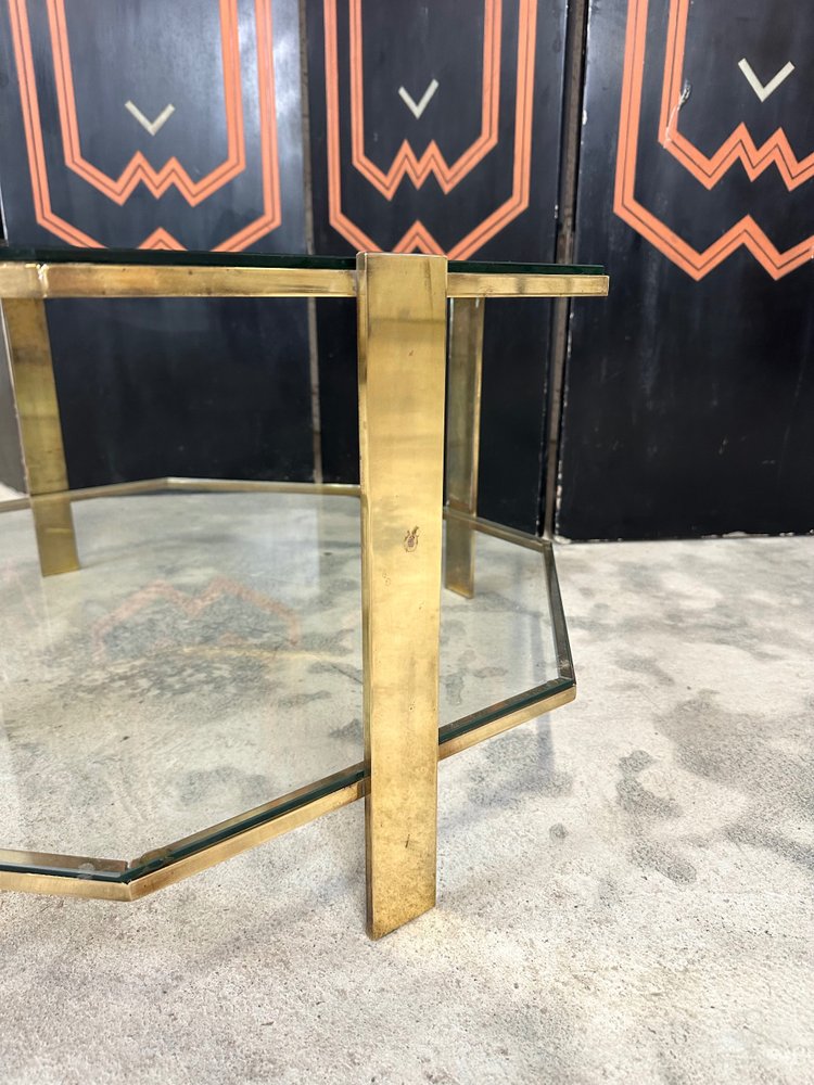 Table basse octogonale en bronze 1960s