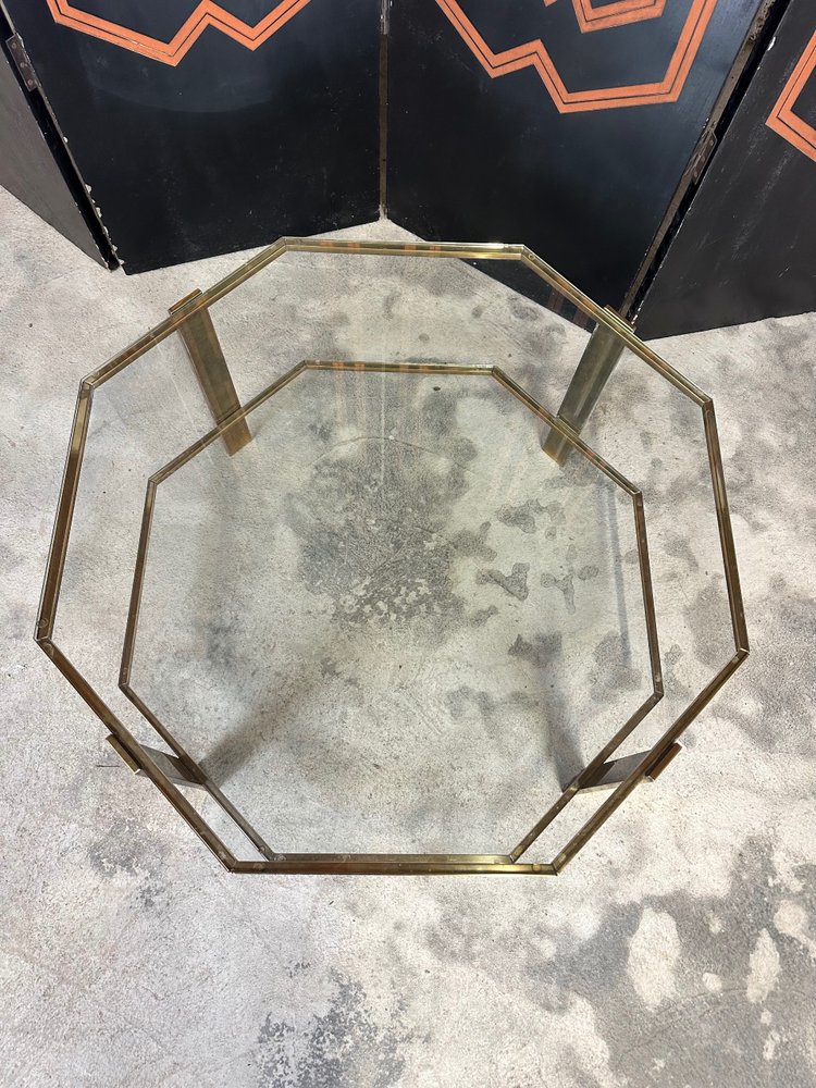 Table basse octogonale en bronze 1960s