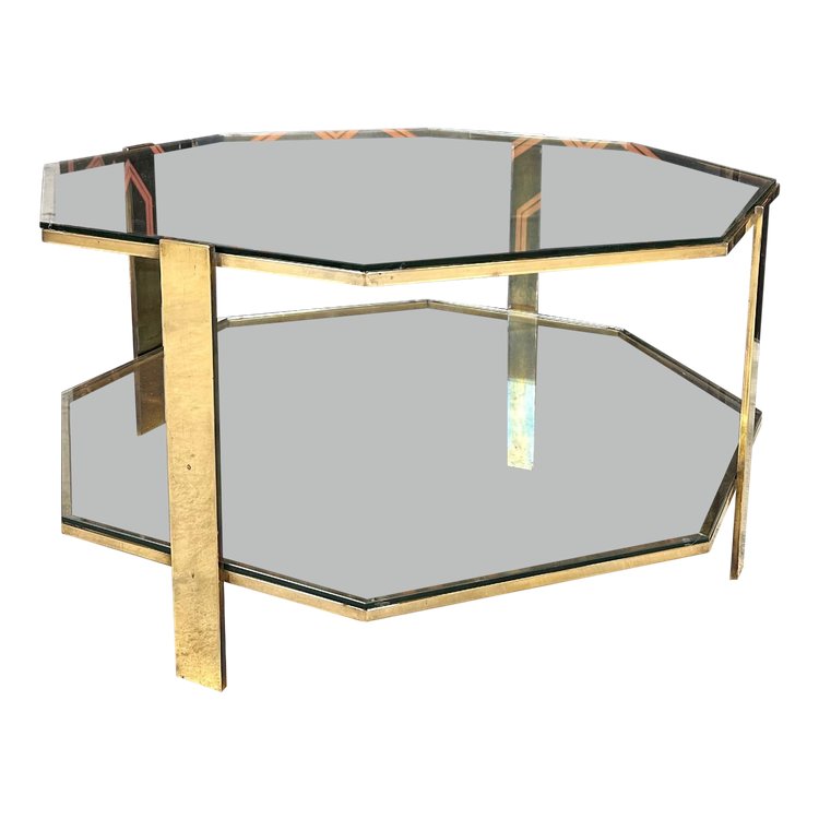 Table basse octogonale en bronze 1960s