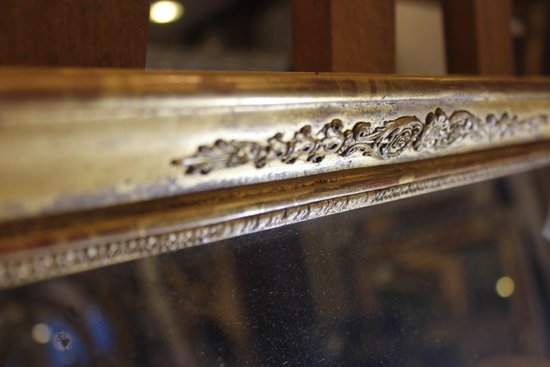 Petit Miroir Ancien Restauration Feuille d'Or, Mercure 47 X 55 Cm