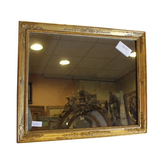 Petit Miroir Ancien Restauration Feuille d'Or, Mercure 47 X 55 Cm