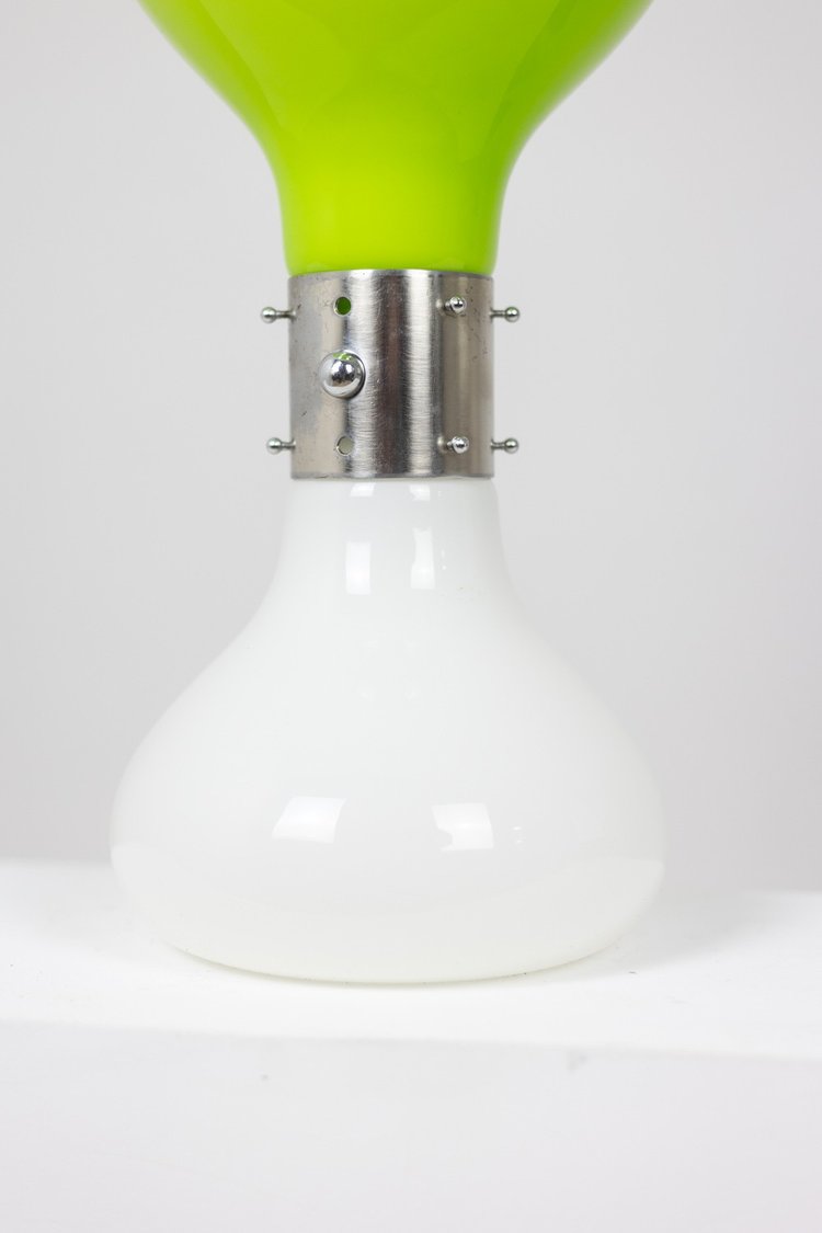 Carlo Nason. Lampada in vetro bianco e verde. 1970s. LS6076736T