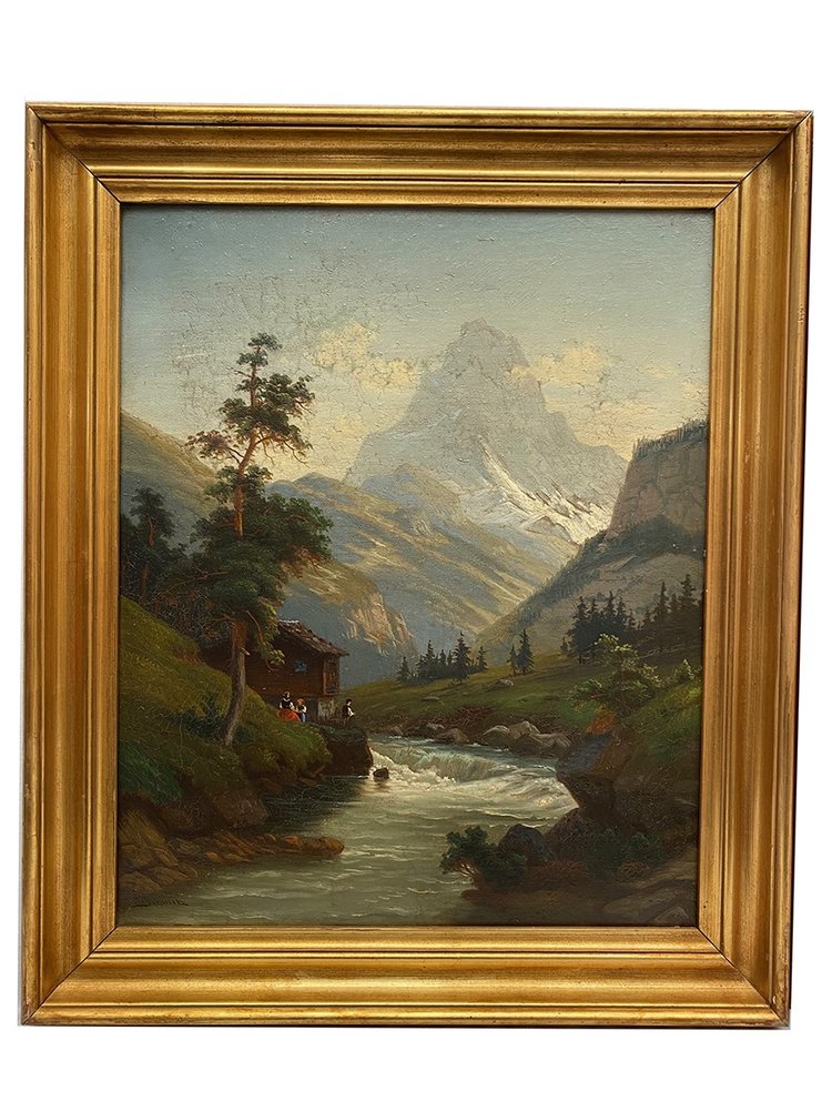 Carl Ludwig Schmitz, Pair of oils on canvas. Mountain landscapes, 19th century