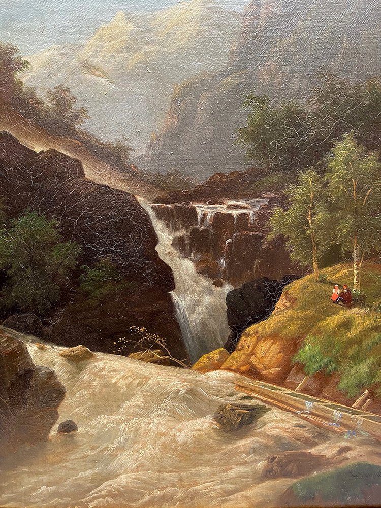 Carl Ludwig Schmitz, Pair of oils on canvas. Mountain landscapes, 19th century