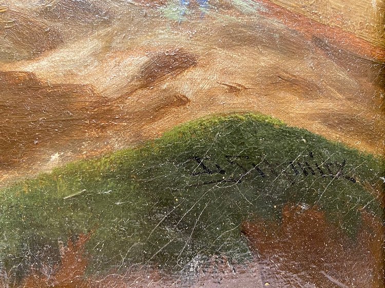 Carl Ludwig Schmitz, Pair of oils on canvas. Mountain landscapes, 19th century