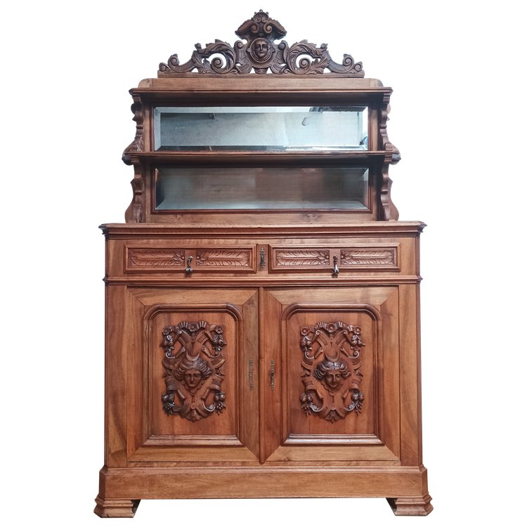 Credenza Saint Hubert in noce del XIX secolo