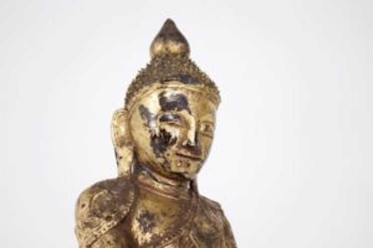 Buddha in legno dorato, Birmania, Stato Shan