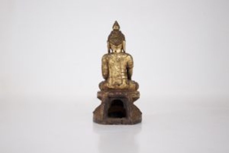 Buddha in legno dorato, Birmania, Stato Shan