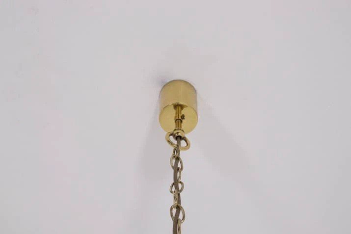 Lampade a sospensione in ottone e vetro ghiaccio di Murano