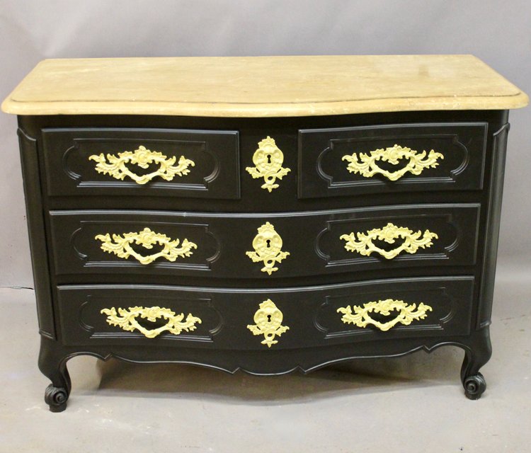 Curved chest of drawers Black lacquer finish