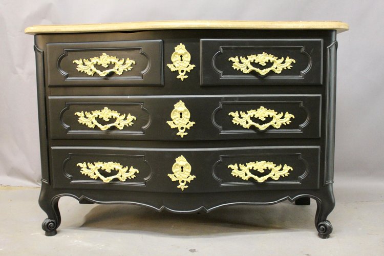 Curved chest of drawers Black lacquer finish