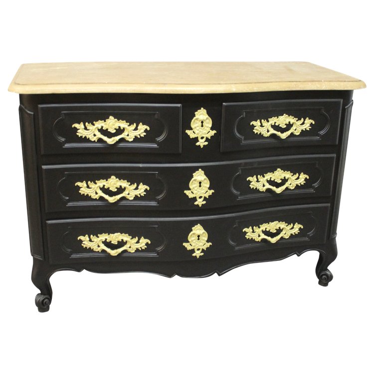 Curved chest of drawers Black lacquer finish