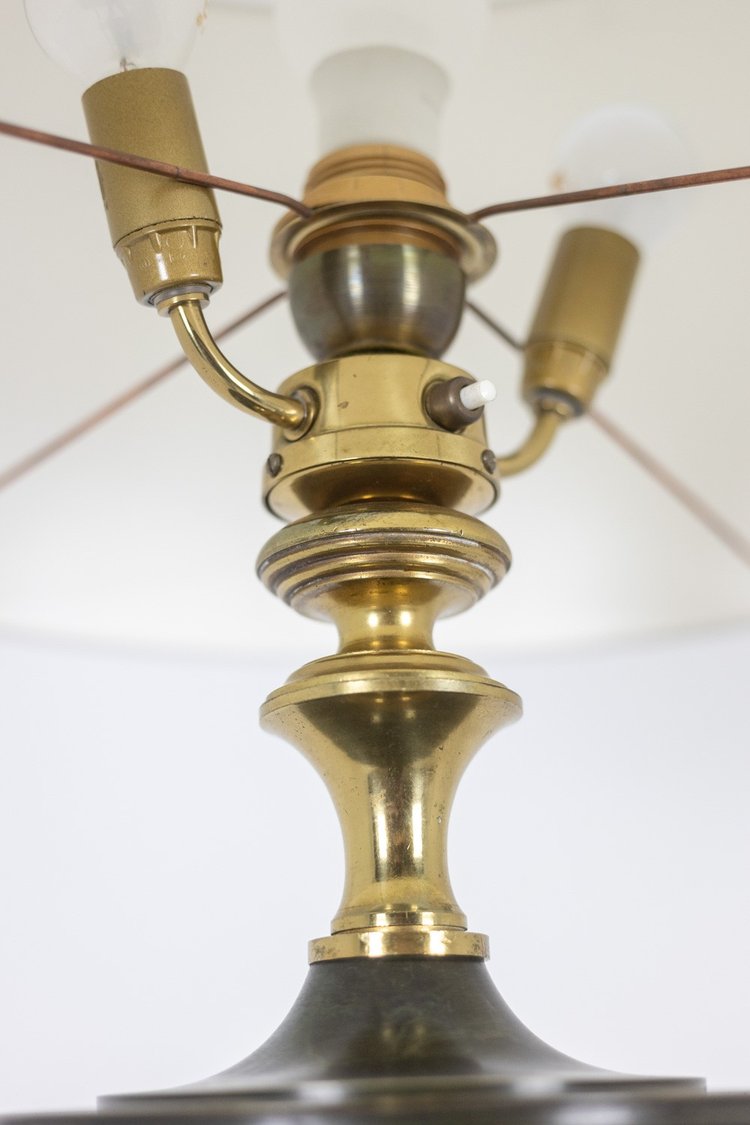 Restoration-style floor lamp in bronze with two patinas. Circa 1900. LS6115817Y