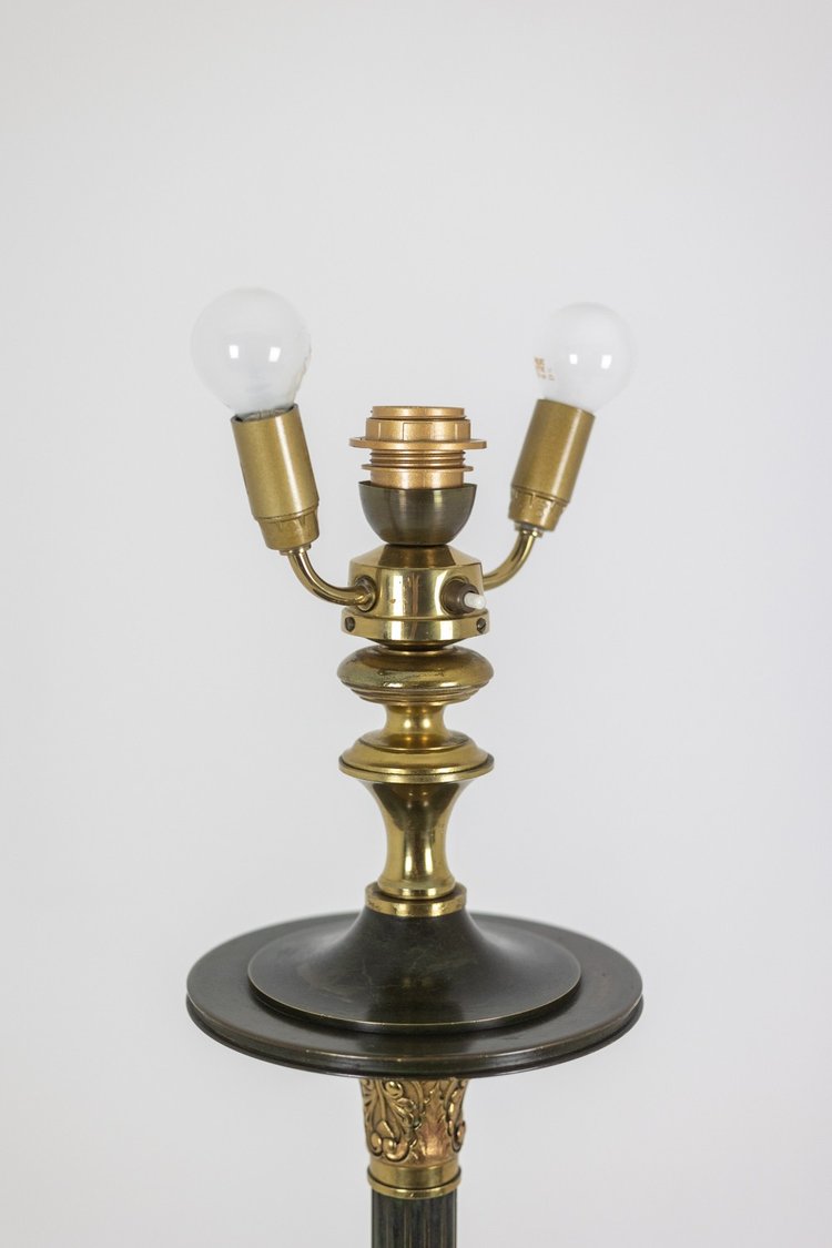 Restoration-style floor lamp in bronze with two patinas. Circa 1900. LS6115817Y