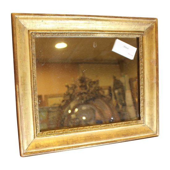 petit miroir  moulure Louis Philippe, feuille d'or et mercure 36 x 42