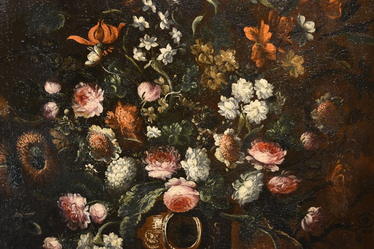 Andrea Scacciati (florence 1642-1710)  Composition Of Flowers Within Embossed Vase  (3 Of 3)