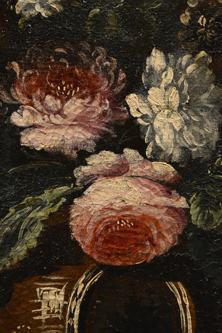 Andrea Scacciati (florence 1642-1710)  Composition Of Flowers Within Embossed Vase  (3 Of 3)