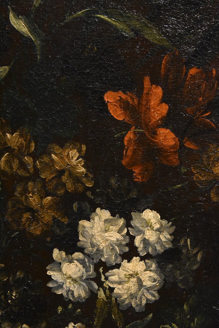 Andrea Scacciati (florence 1642-1710)  Composition Of Flowers Within Embossed Vase  (3 Of 3)