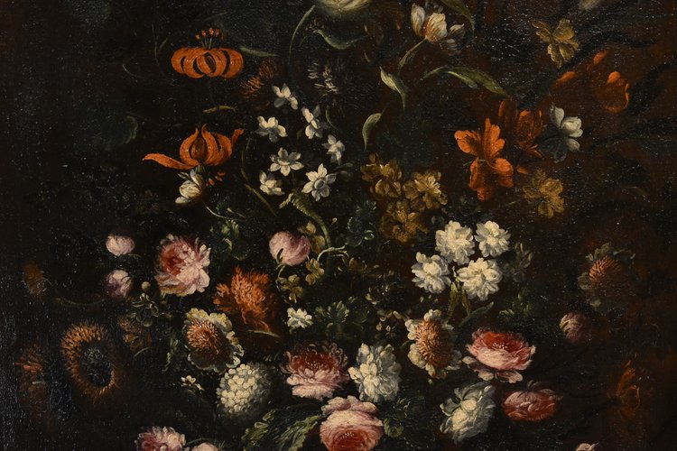 Andrea Scacciati (florence 1642-1710)  Composition Of Flowers Within Embossed Vase  (3 Of 3)