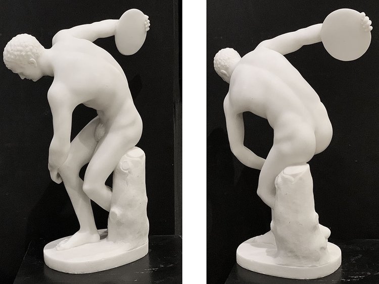 Marmo di Carrara, 51 cm, firmato Joseph Frugoni 1897/1923, Il Discobolo dopo l'Antichità