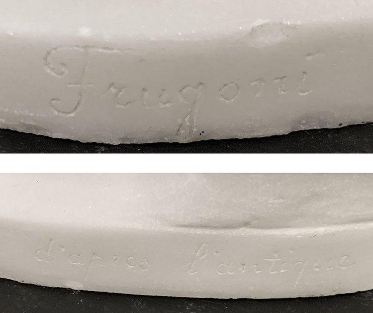 Marmo di Carrara, 51 cm, firmato Joseph Frugoni 1897/1923, Il Discobolo dopo l'Antichità
