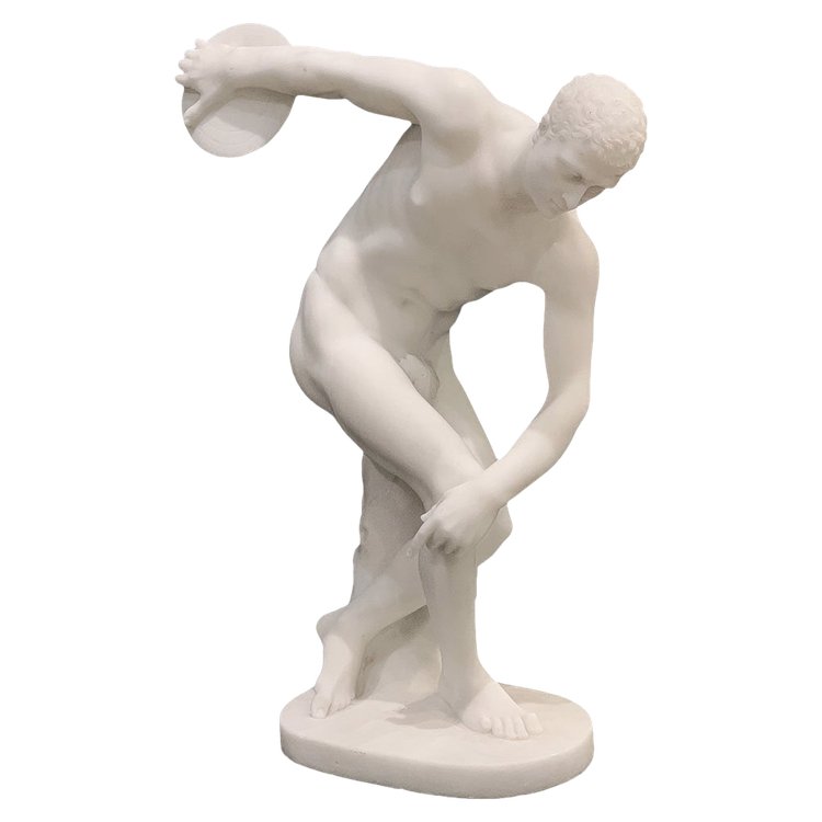 Marmo di Carrara, 51 cm, firmato Joseph Frugoni 1897/1923, Il Discobolo dopo l'Antichità