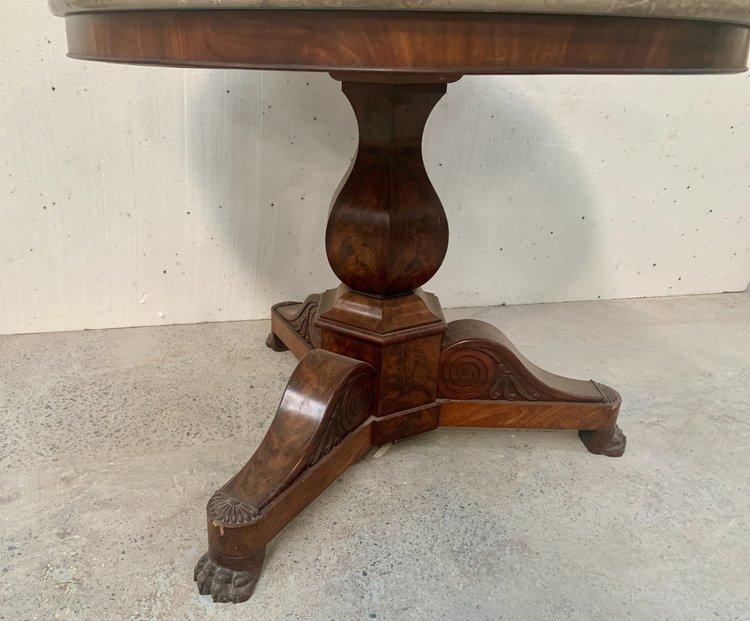 Round Empire-style pedestal table in mahogany and marble XIX century