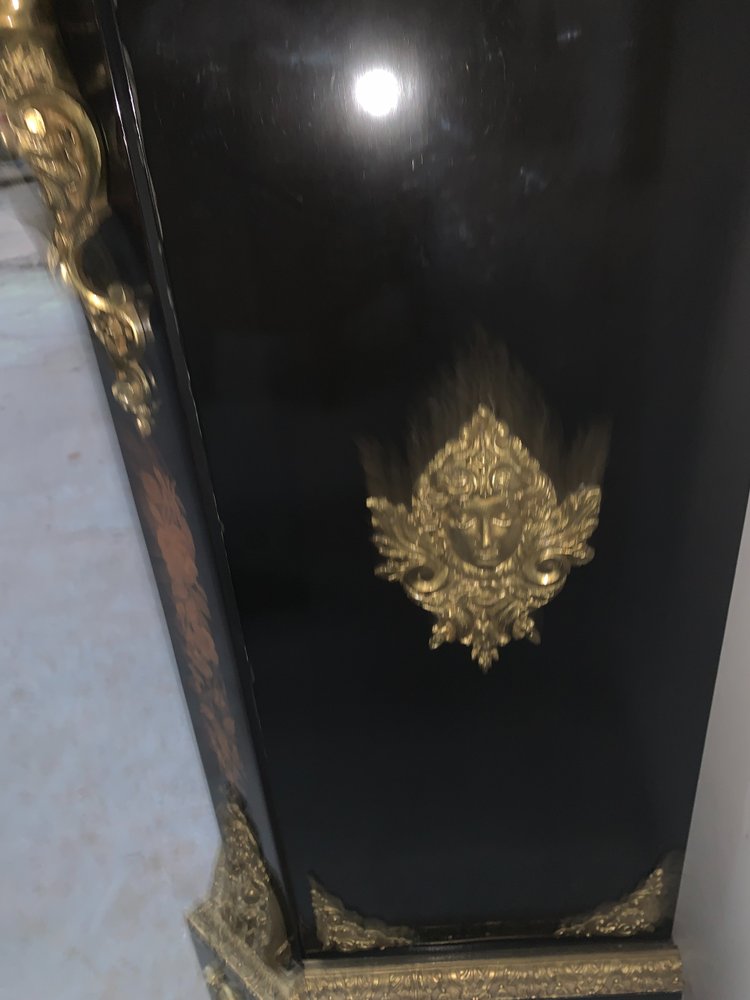 Meuble Napoléon III en bois noir et marqueterie de bois clair XIX siècle
