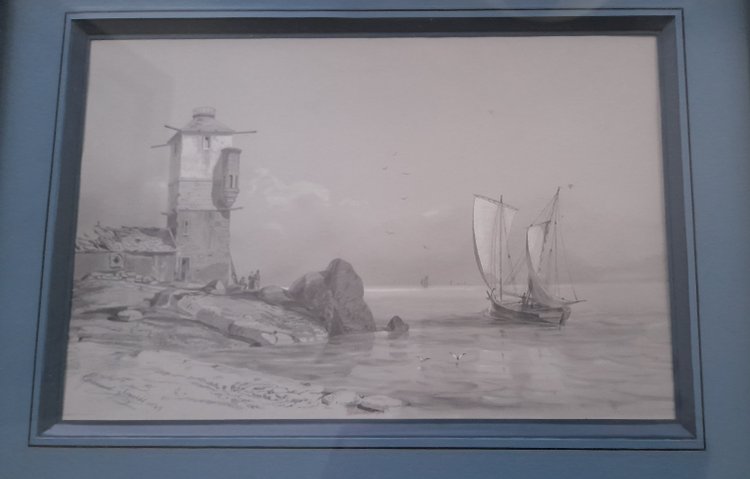 Rare gouache drawing by Edouard TRAVIES 1809-1865