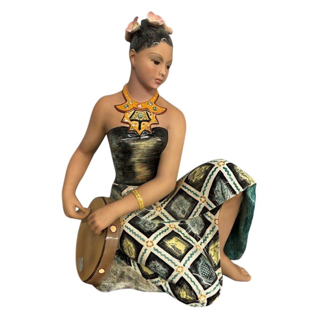 Antique ceramic sculpture " Plenida " Bali Island. 1930/1940 Le Bertetti . Turin measure H 43 L 34