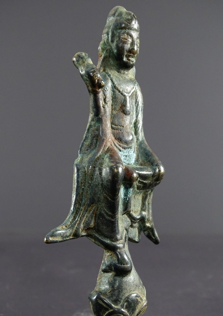 Chine, Fin Dynastie Yuan, Déb. Dynastie Ming, XIVème-XVème Siècle, Statue De Kwan Yin En Bronze.