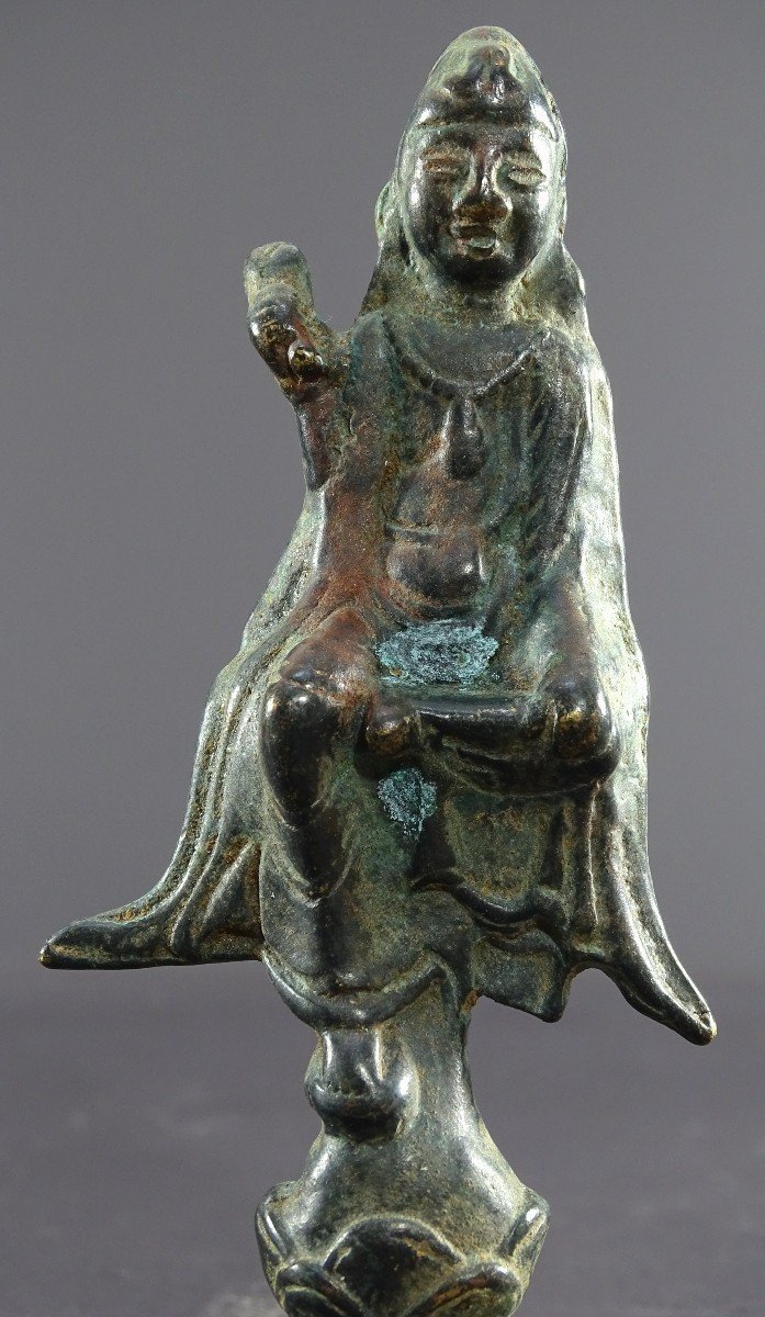 Chine, Fin Dynastie Yuan, Déb. Dynastie Ming, XIVème-XVème Siècle, Statue De Kwan Yin En Bronze.