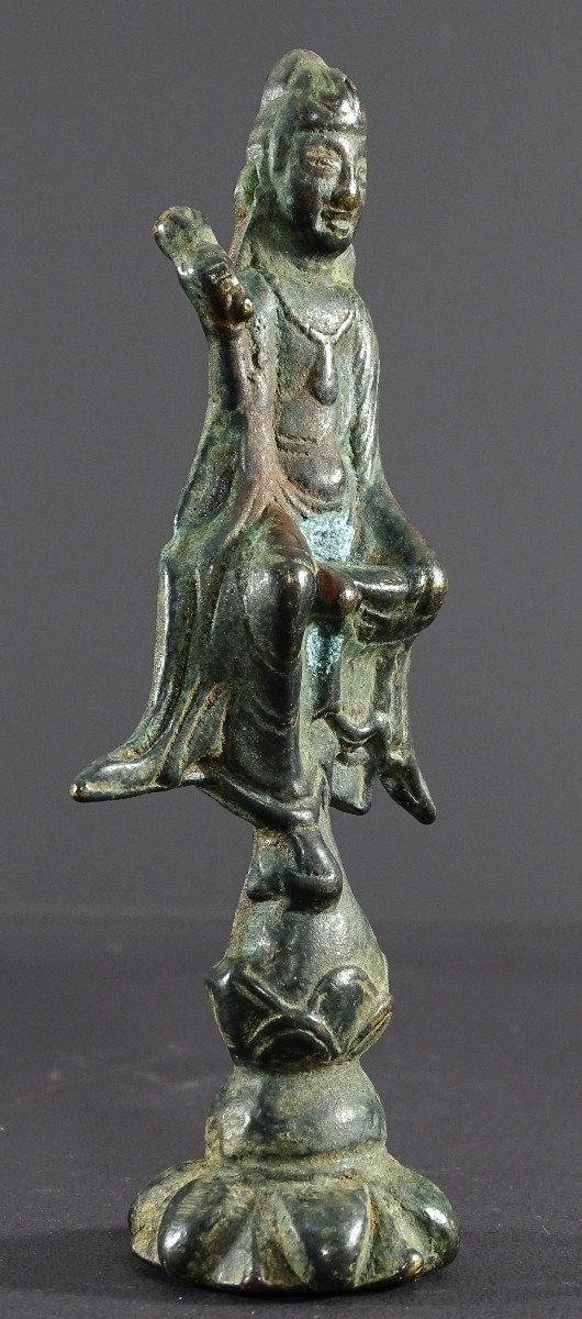 Chine, Fin Dynastie Yuan, Déb. Dynastie Ming, XIVème-XVème Siècle, Statue De Kwan Yin En Bronze.