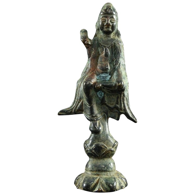 Chine, Fin Dynastie Yuan, Déb. Dynastie Ming, XIVème-XVème Siècle, Statue De Kwan Yin En Bronze.
