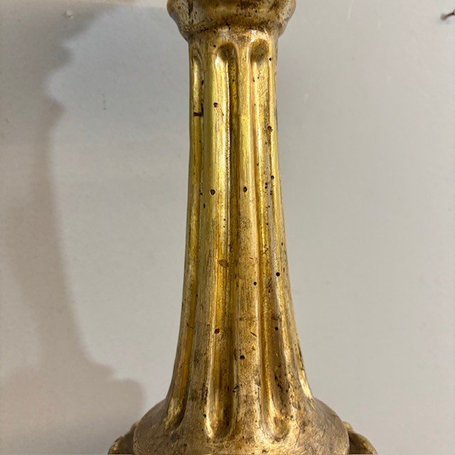 Candélabre ancien - Bougeoir doré d'époque Louis XVI vers 1770. H 104