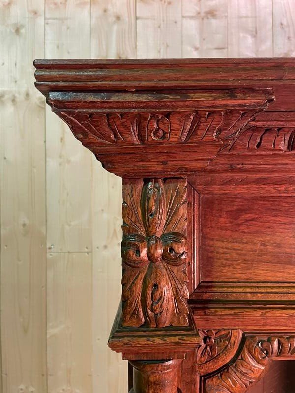 Bibliothèque - Vitrine style Renaissance en chêne massif 