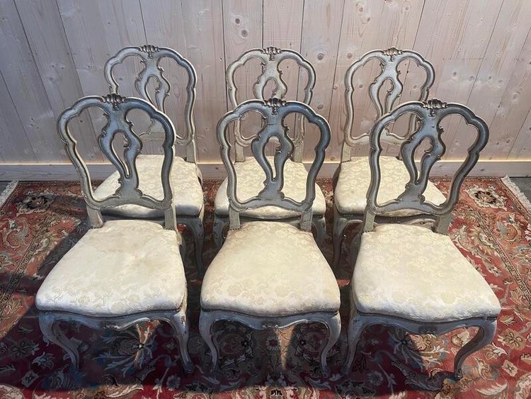 Set of 6 Louis XV Venetian chairs