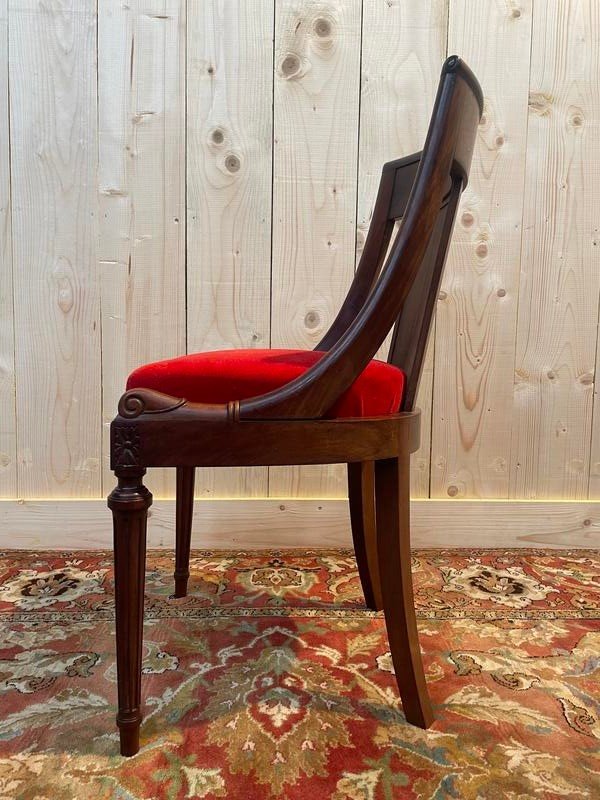 Set of 6 Empire Gondola chairs - Louis XVI in mahogany