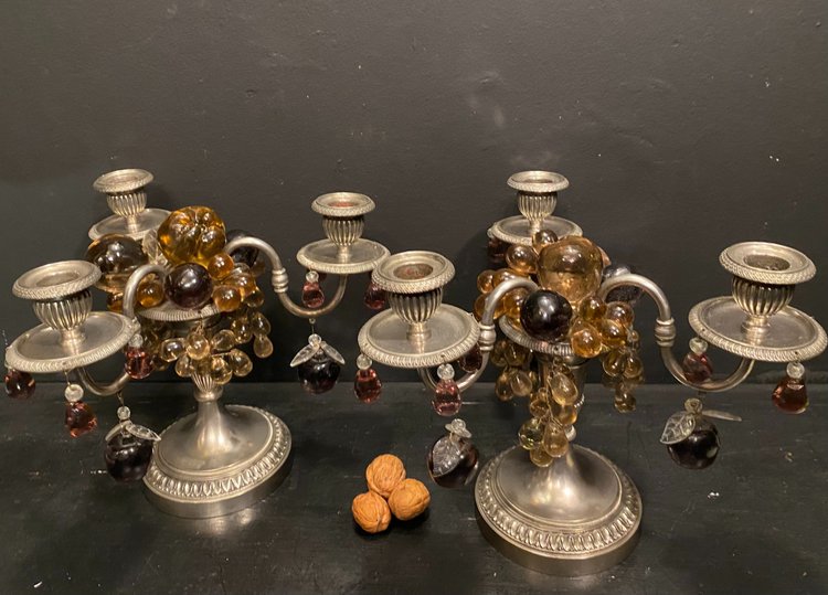 Pair of candelabra with three branches