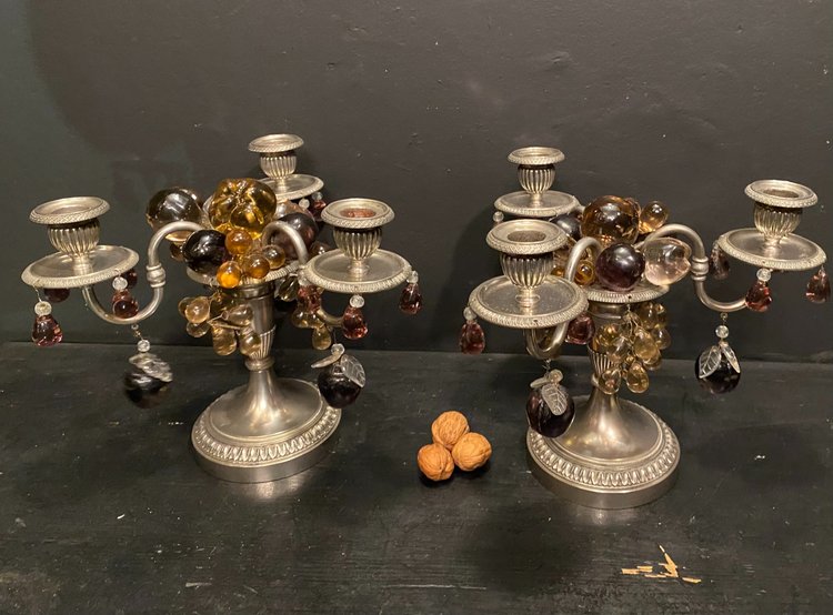 Pair of candelabra with three branches