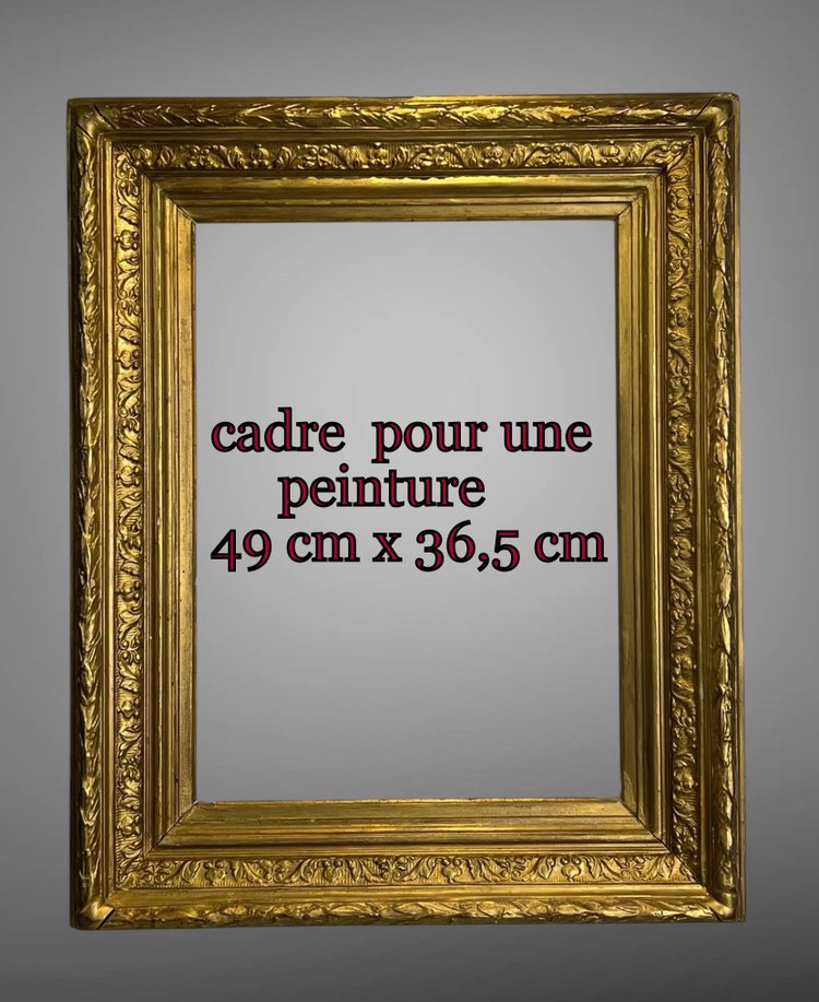 ANCIENT GOLDEN WOOD AND STUC FRAME FOR PAINTING 49 cm x 36.5 cm