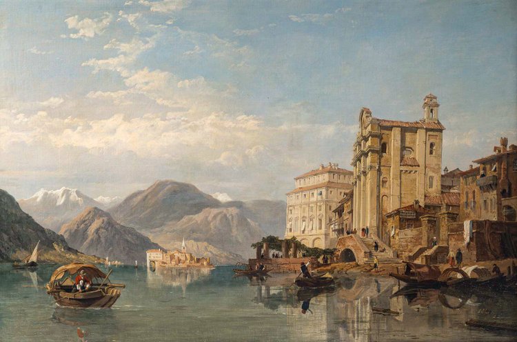 Georges Clarkson Stanfield Vue du Lac Majeur huile sur toile vers 1865-1870