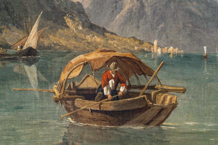 Georges Clarkson Stanfield Vue du Lac Majeur huile sur toile vers 1865-1870