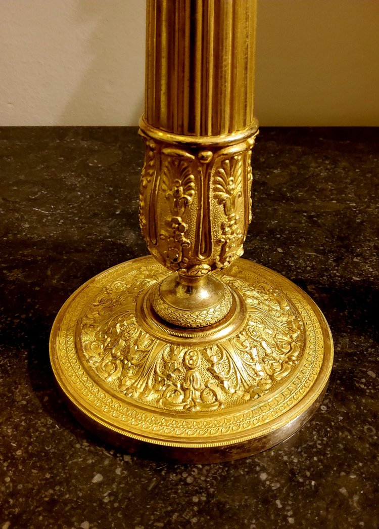 Pair of chased and gilded bronze Flambeaux 19th century circa 1820