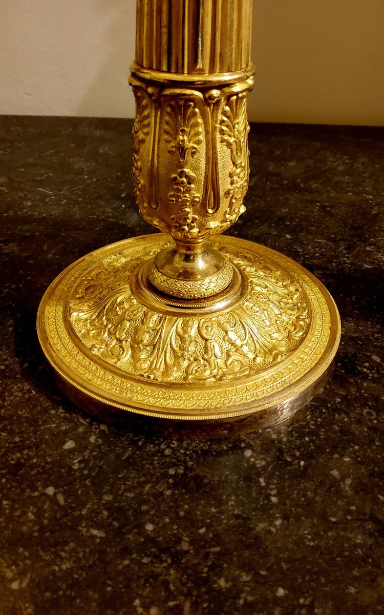 Pair of chased and gilded bronze Flambeaux 19th century circa 1820