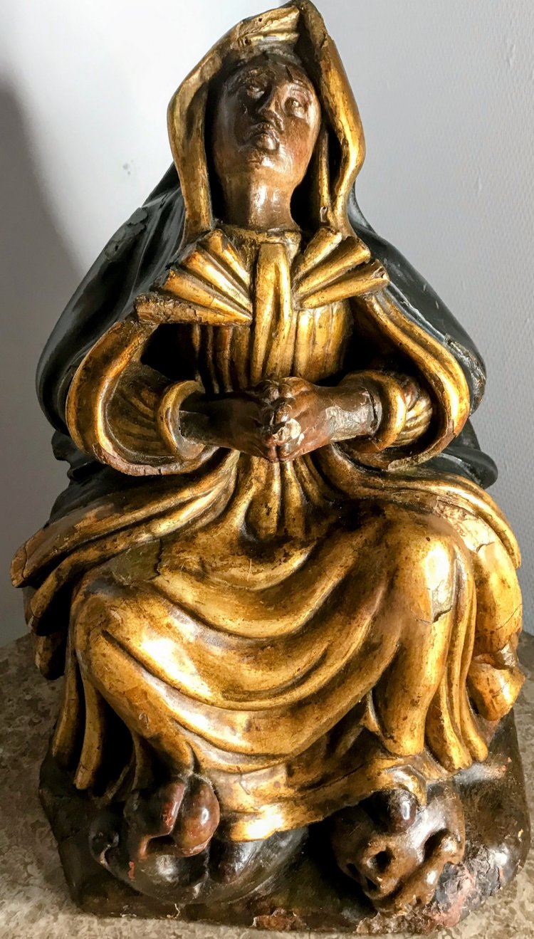 Madone hispano-flamande en bois polychrome et doré 