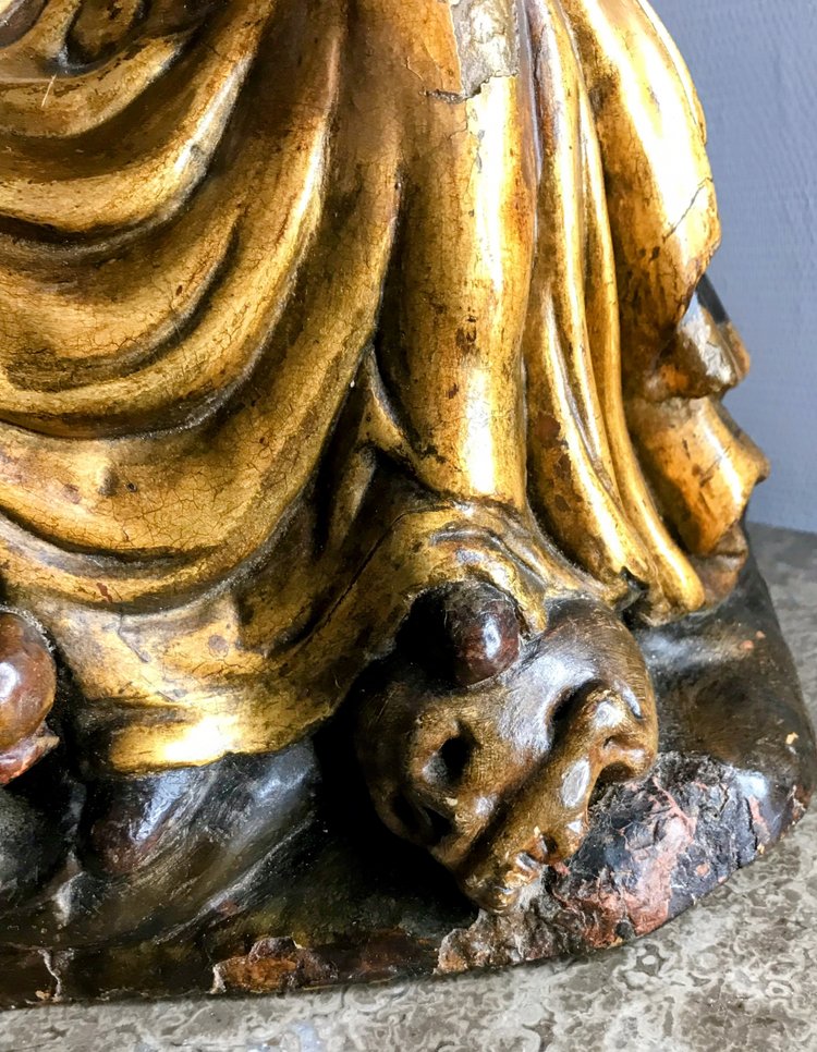 Madone hispano-flamande en bois polychrome et doré 
